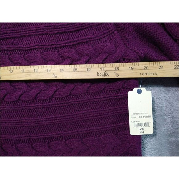 St Johns Bay Sweater Womens Large Purple Cable Knit Pull Over Crew Neck - Picture 4 of 8